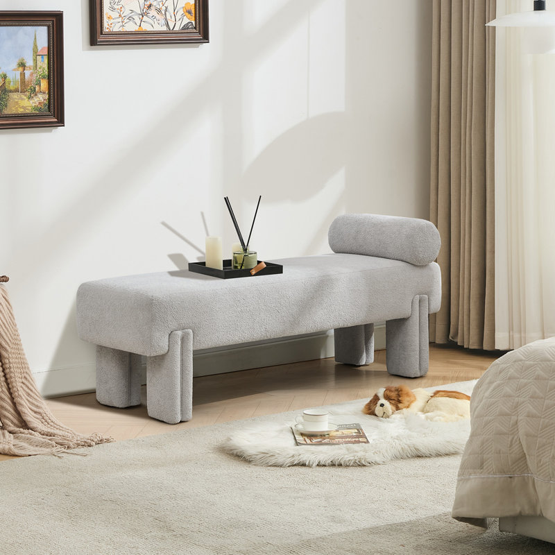Bulwell 59.4" Long Upholstered bedroom bench, Gray