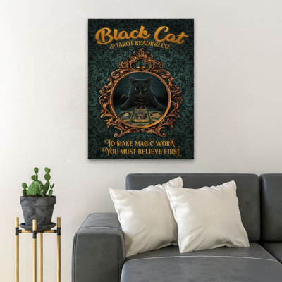 «A Cat Witch» et cartes de tarot «Black Cat & Tarot Reading Co.», reproduction d'art graphique sur toile tendue