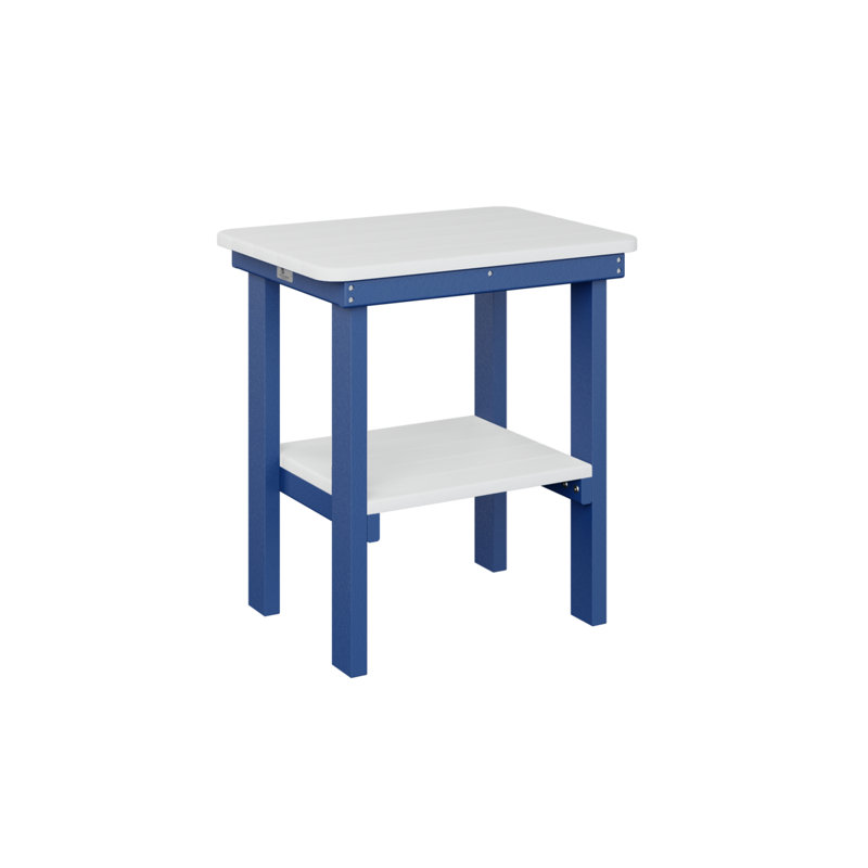 Outdoor Rectangle Side Table, Pacific Blue, White