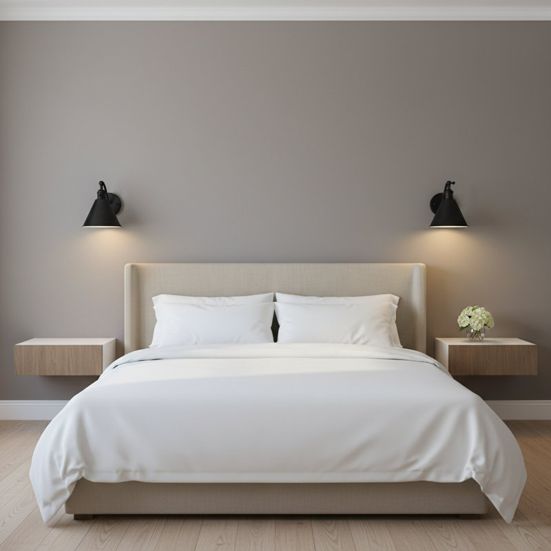 Barthel Steel LED Armed Sconce, Midnight Black, No