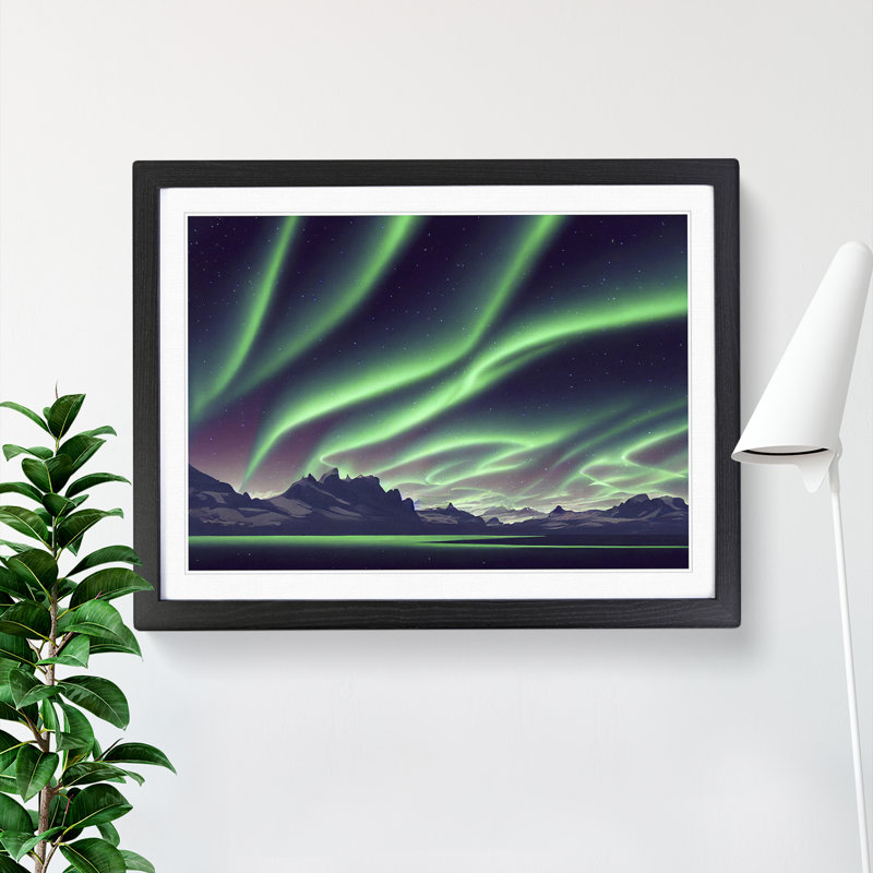 Fabulous Aurora Borealis - Single Picture Frame Print, 46cm H x 64cm W x 2cm D, Black Framed