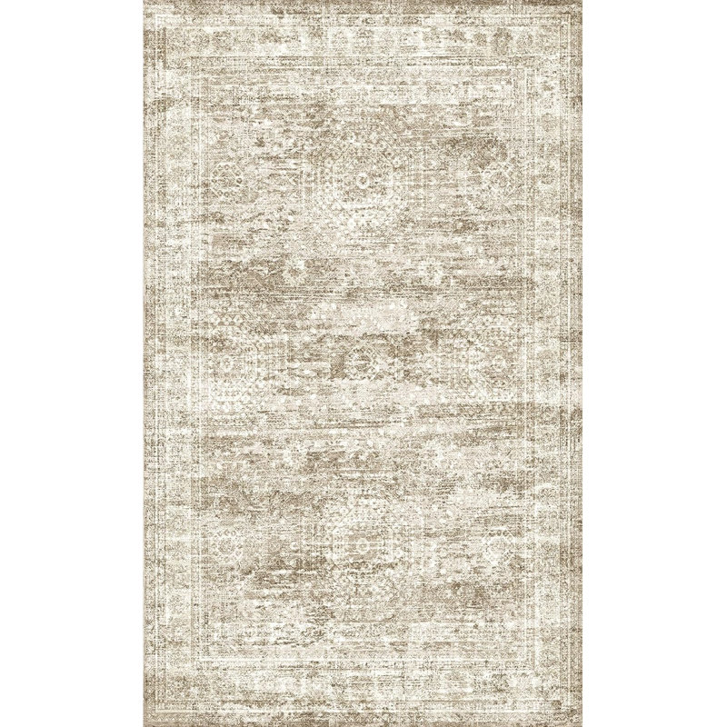Vintage Distressed Non Slip Washable Rug(Brown), Rectangle 2' x 3'
