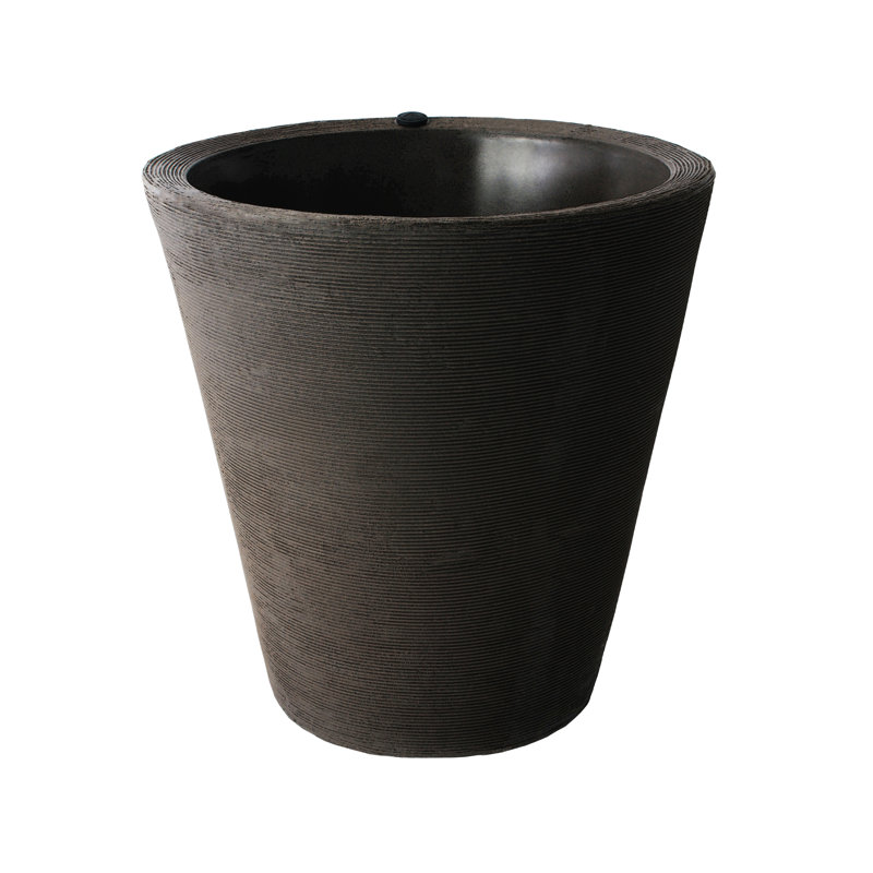 Strafford Self Watering Ribbed Pot Planter, 17" H x 16" W x 16" D, Brownstone