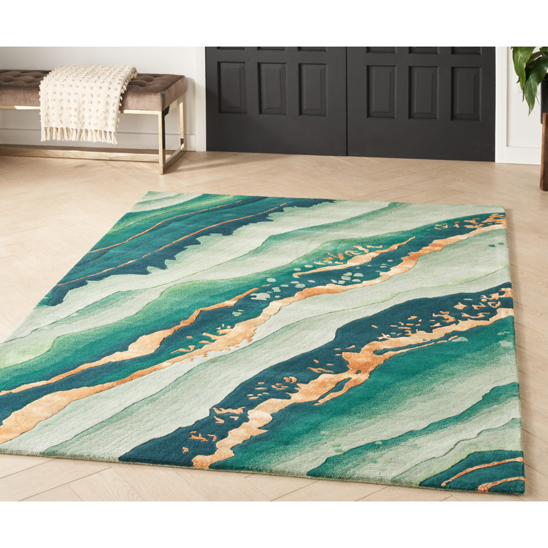 Viscose Abstract Indoor Rug, Rectangle 3'9" x 5'9"