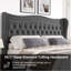 Lit double en velours gris