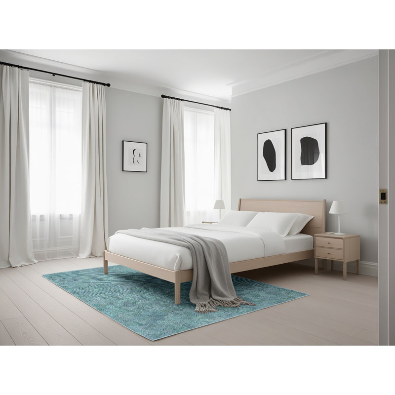 Tapis décoratif bleu, Rectangle 5 pi x 7 pi