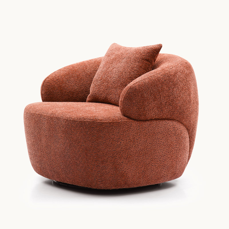 35'' Wide Upholstered Barrel Chair, Orange Fabric