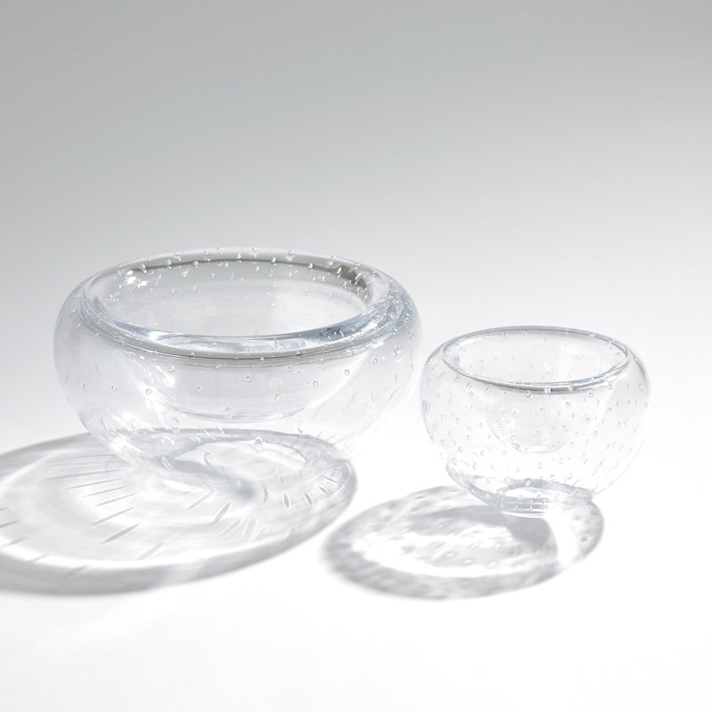 Double Take Bowl-Clear Seeded-Med, 4" H x 6" W x 6" D