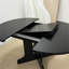 Table de salle à manger extensible ovale avec rallonge amovible, base en X noir foncé, 6 places, plateau en bois moyen, 59 po x 43 po