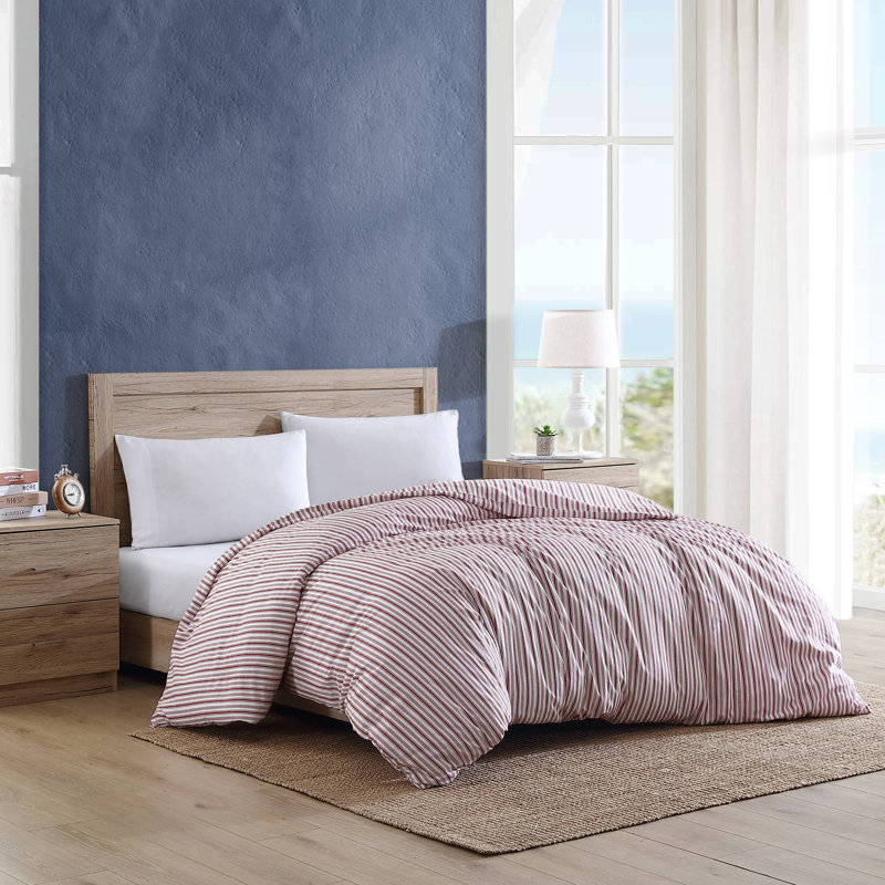 Coleridge Red and White Cotton Twin Duvet Cover