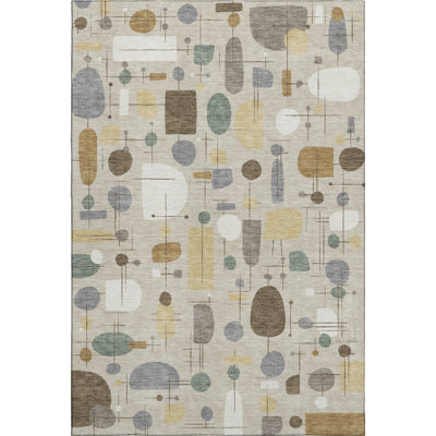 Premium Machine Washable Mayfield AMF2393 Geometric Rug