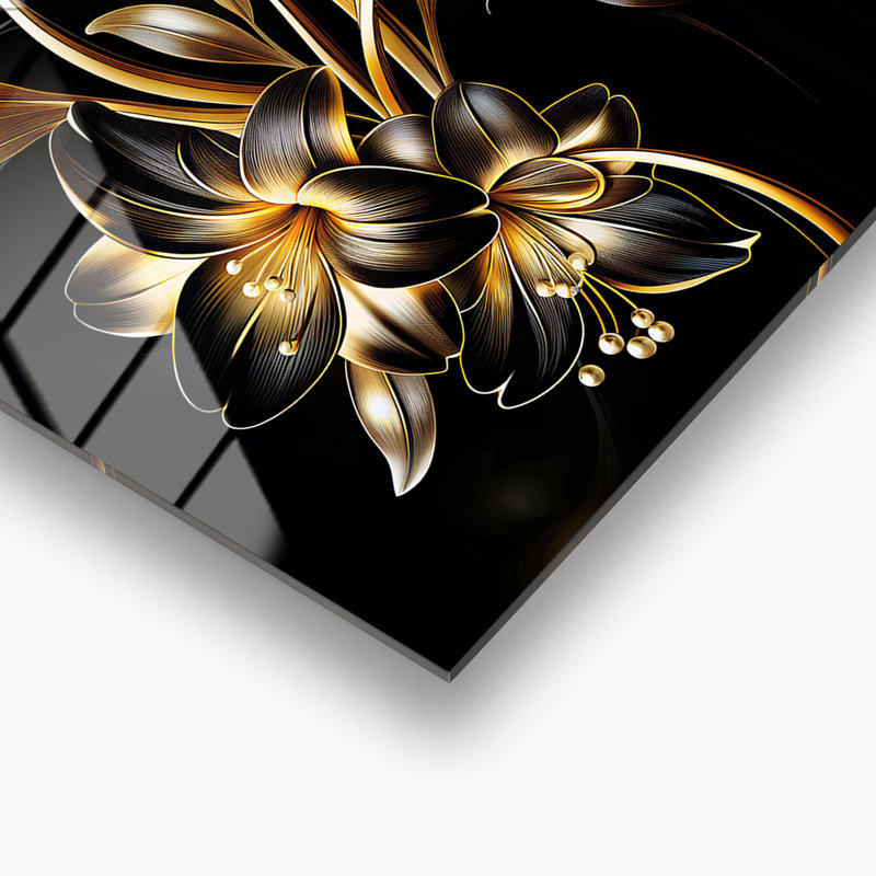 Dosseret en verre trempé Midnight Florals - Décoration murale de cuisine, H 20 po x l 30 po x P 0,5 po