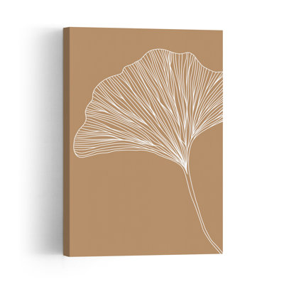 Elegant Ginkgo Leaf Abstract Contemporary Landscape Nature Wall Art Print 1 Piece Wrapped Canvas Wall Art