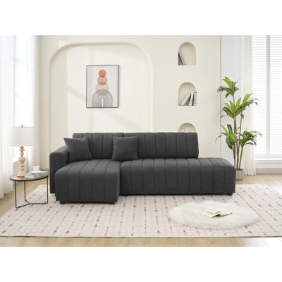 Jessica Lamb Wool Left Facing Sectional Sofa with Chaise