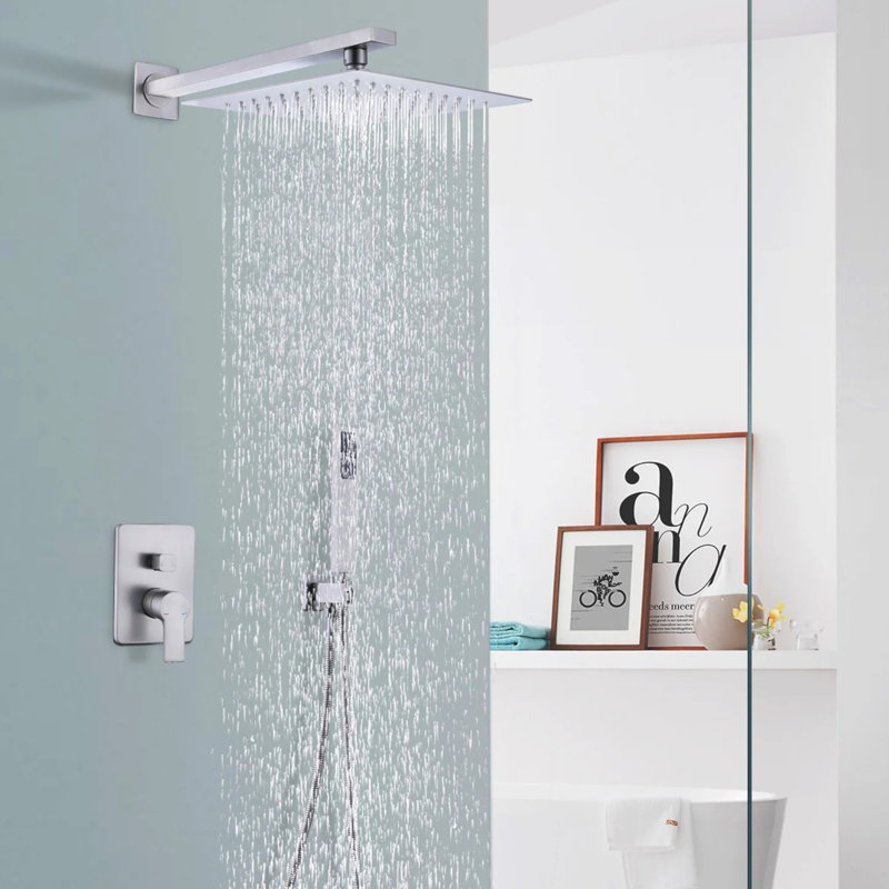 Système de robinet de douche à pression équilibrée 10 po avec douchette à main, Nickel brossé