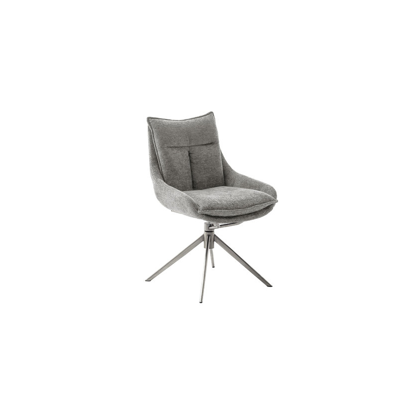 Davionta 50cm H Polyester Upholstered Upholstered Back Side Chair, Stainless steel, Anthracite