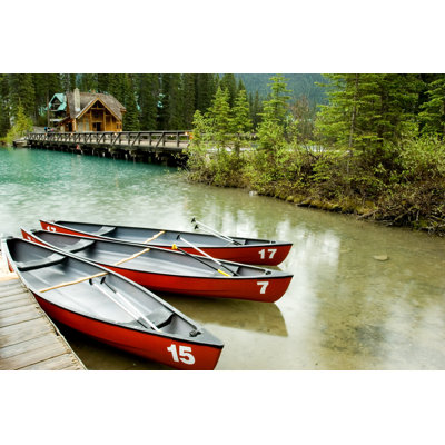 Red Boats Docked by Tashka - Wrapped Canvas Print