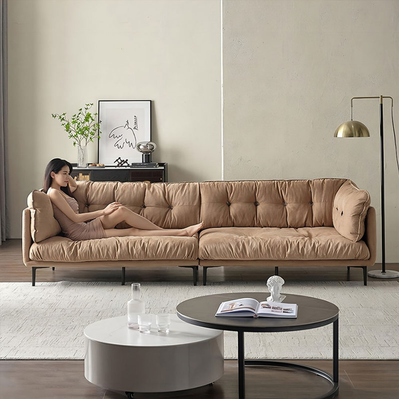 Canapé modulaire en velours kaki 94,49 po, L 94,49 po x P 37,4 po x H 30,71 po