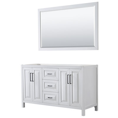 Base de meuble-lavabo double de salle de bain 59" avec miroir seulement Daria
