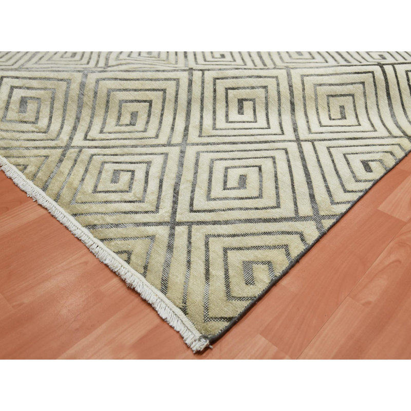 Tapis en laine de style romain moderne en soie noué à la main 9 pi 10 po x 14 pi 1 po 7599F3AF1D1B41EA87384DBC889CD4A5