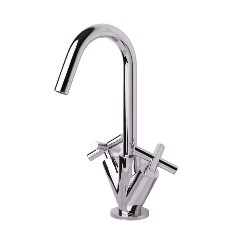 Cigno Single Hole Bathroom Faucet with Drain Assembly, Polished Nickel
