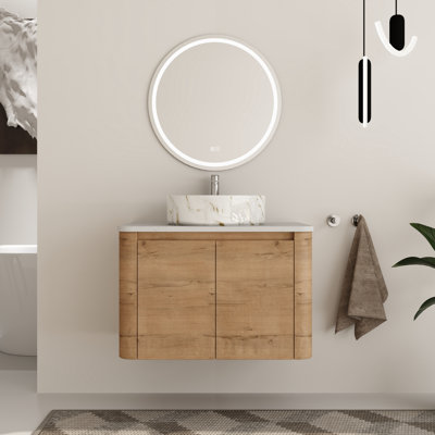 Eaton 30'' Wall Mounted Bathroom Vanity Set with Engineered Stone Top
