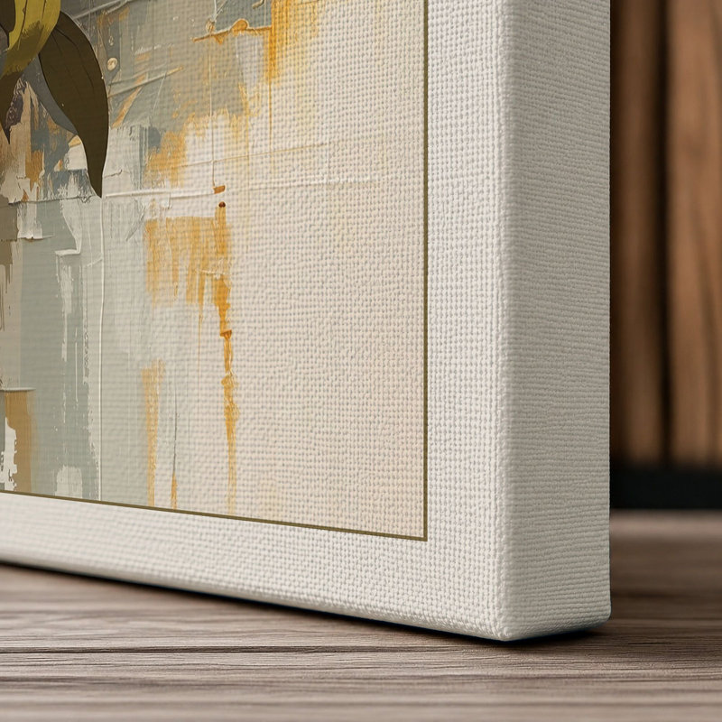 Golden Bloom Arrangement Botanical - Wrapped Canvas, 24x16 - 61.0 x 40.6 cm, Cream Border