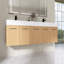 Ensemble de meuble-lavabo mural 60 po avec double lavabo en résine, portes à fermeture douce, chêne clair