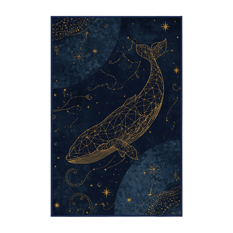 Tapis bleu moelleux en peluche douce d'inspiration mondiale Prompton, 8 x 12
