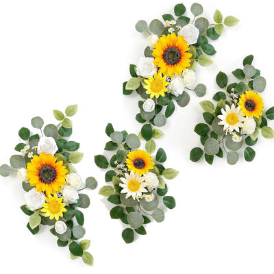 Wedding decor (pack of 4) Welcome Sign Flower Backdrop Garland For Ceremony Reception Wall Easel Home Decoration Entryway Faux Outdoor Board Head Table Decor