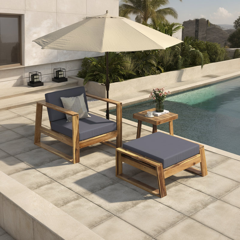 Acacia Wood Outdoor Lounge Set - Chairs And Benches, Ideal For Terraces, Balconies And Gardens, Gray