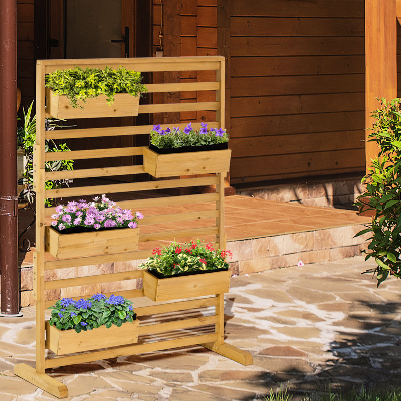 5-Tiered Wooden Trellis Stand - Hanging Planter Boxes For Outdoor Pleasure And Aesthetics Porch, Patio, Garden, Balcony Enhance Your Experience Freestanding Plant 5 Appeal