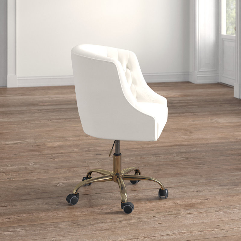 Doreen Velvet Hand-Curated Task Chair, Ivory Velvet