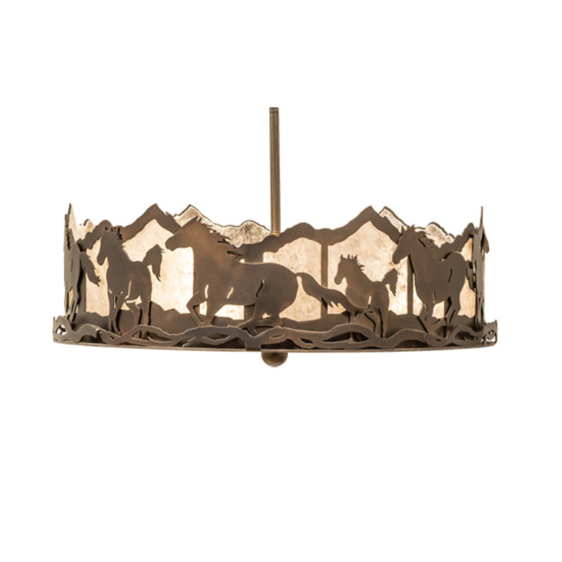 Running Horses 3 - Light Semi Flush Mount