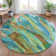 Machine Washable Indoor/Outdoor Xhevrie Teal Rug