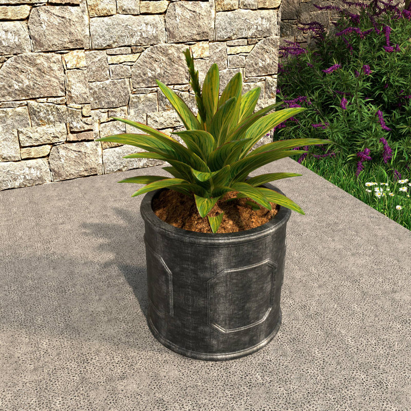Tarneshia Round Handmade Fiberstone Planter – MGO Clay Plant Pot with Drainage Holes for Indoor & Outdoor Use, Black
