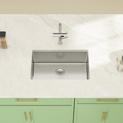 26" L x 18" W Undermount 16 Gauge Stainless Steel Handmade Single Bowl Kitchen Sink with Strainer