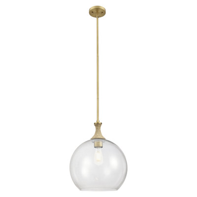 Downtown Urban - Wolford - 1 Light 14" Rope Detailed Stem Hung Pendant - White Cord Wrap Accent - Clear Shade