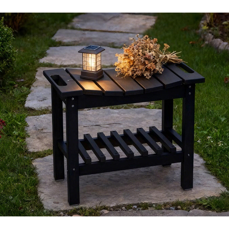 Petit tabouret avec rangement et tapis antidérapant, adapté à une utilisation intérieure et extérieure, Noir