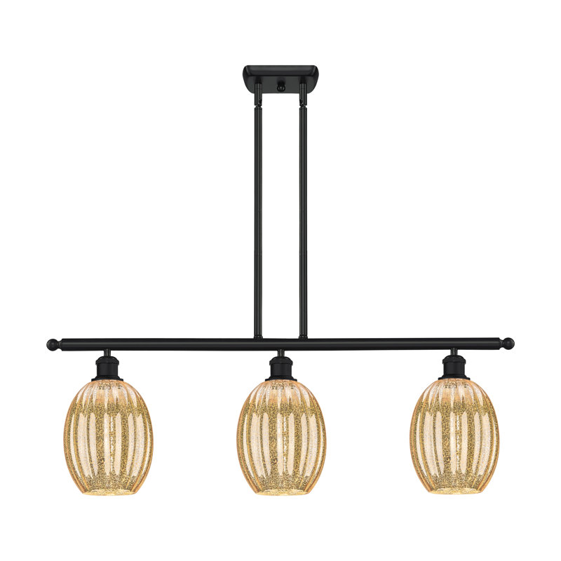 Ballston - Draves - Luminaire suspendu pour îlot de jardin à 3 ampoules, Mercure, Noir mat
