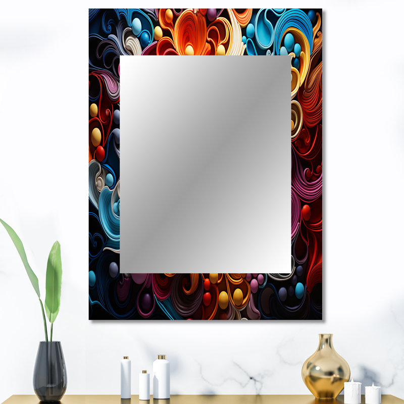 Opt Art Vibrant Illusions I - miroir décoratif Op Art, miroir mural moderne, impression d'art en métal, 40 po x 30 po