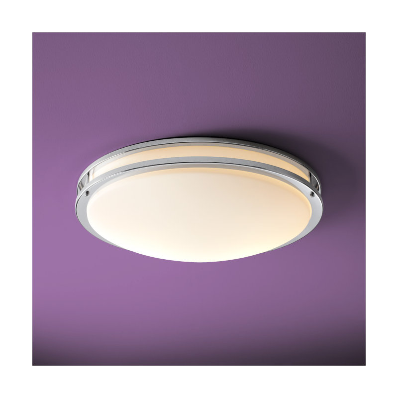 Plafonnier encastré à cercle simple 1 lumières Paniagua, Chrome poli, H 3,5 po x l 10,5 po x P 10,5 po