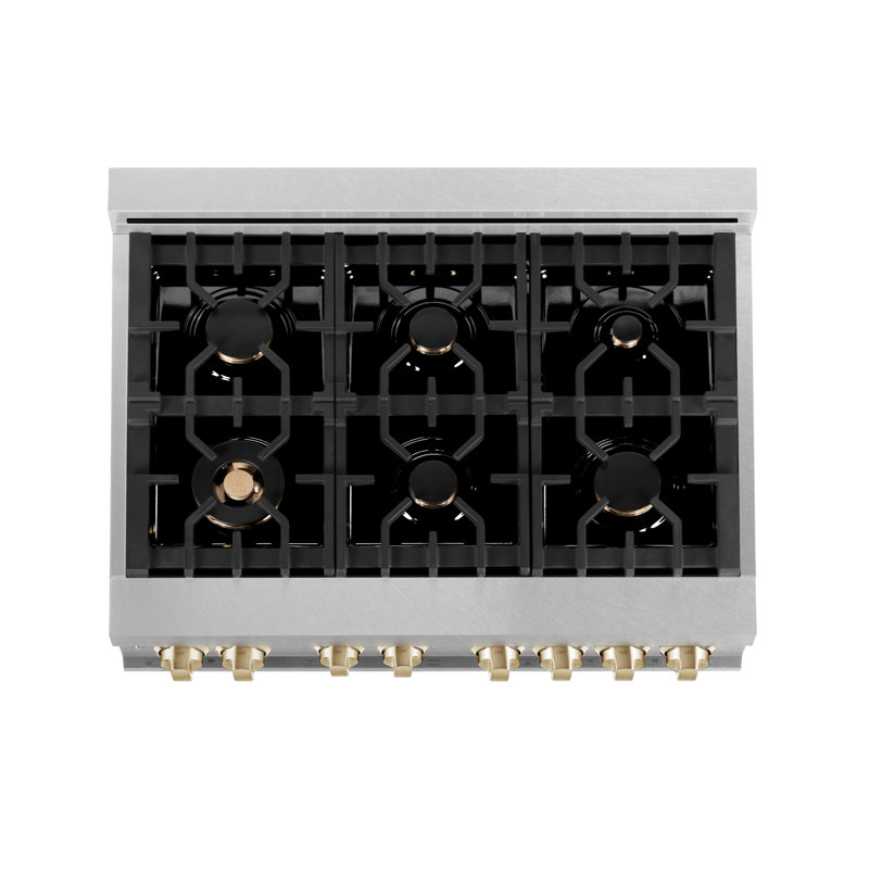 ZLINE Autograph 36" Legacy Dual Fuel Range, Gold Satin Stainless Steel