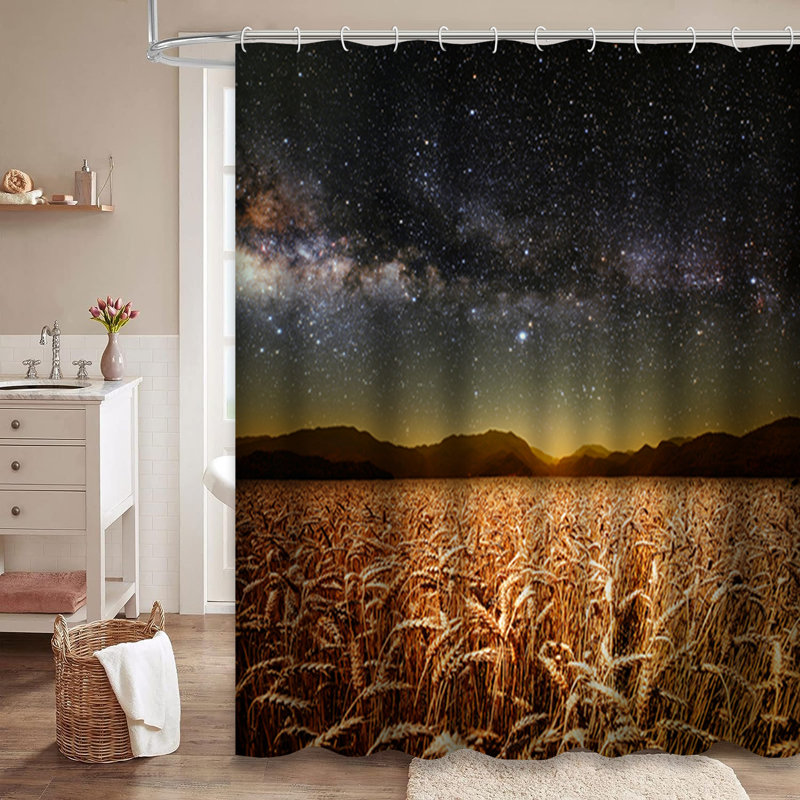 Rideau de douche à 12 crochets Meadow Wheat, L 72 po x l 72 po