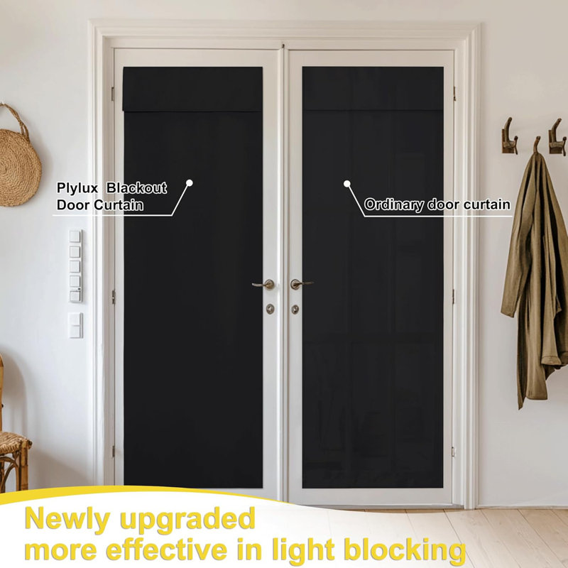  100% Blackout French Door Curtains, Privacy Curtains for Window, Room Darkening Thermal Insulated Door Window Shades for Bedroom, 1 Panel