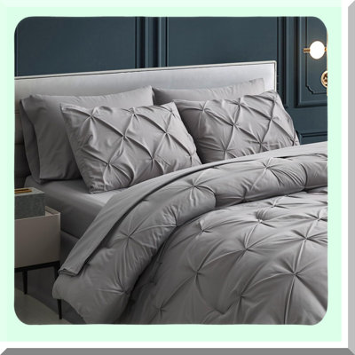Pintuck Pleat 5-Piece Bedding Set - Includes Comforter, Sheets, Pillowcases, and Shams - Bed in A Bag - Cozy and Stylish Comforter Set