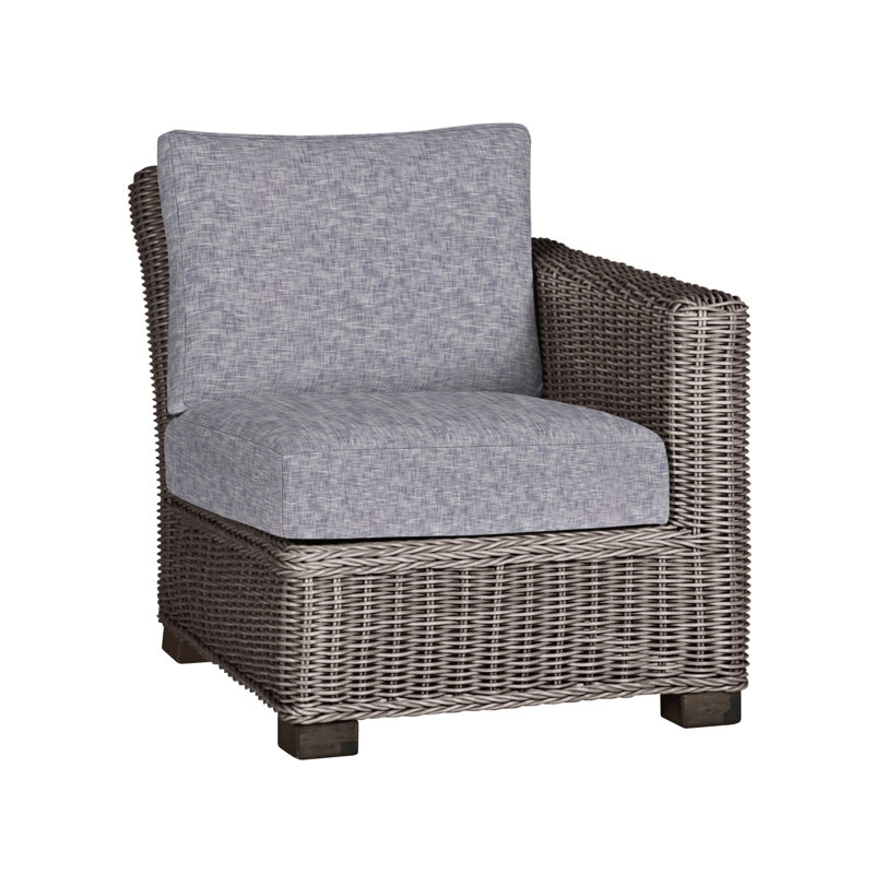 Rustic Patio Lounge Chair with Cushions, No Welt, Oyster, Bali Pearl