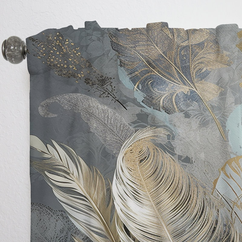 Rideau en plumes dorées extravagance V moderne - velours obscurcissant - 1 panneau, L 52 po x L 120 po