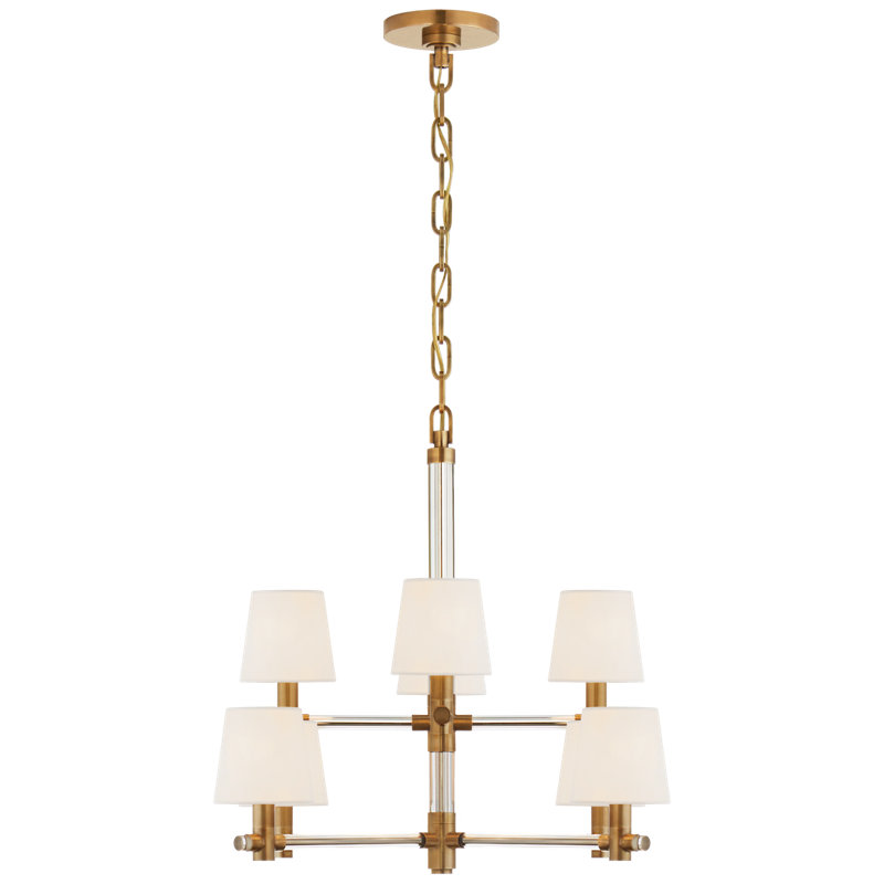 Sable 8 - Light Glass Chandelier, Brass, 29" H x 40" W x 40" D