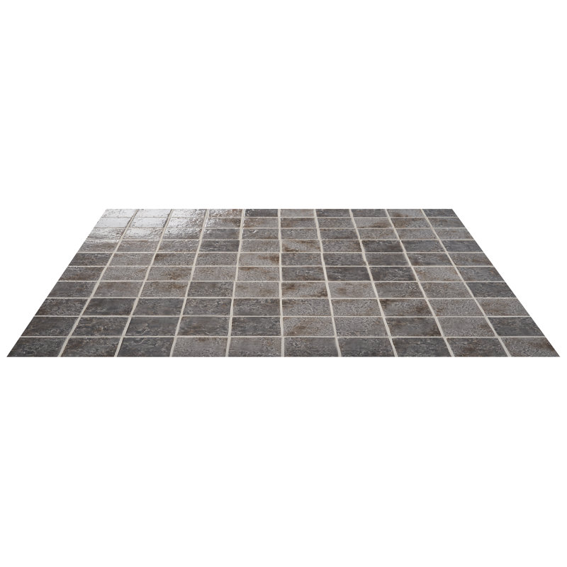 Greta 5x5 Glossy Textured Porcelain Tile, Smoke Gray